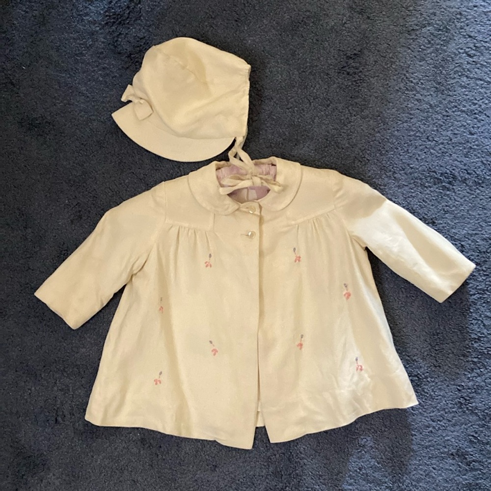 Toddler Vintage Cream Jacket and Hat Set